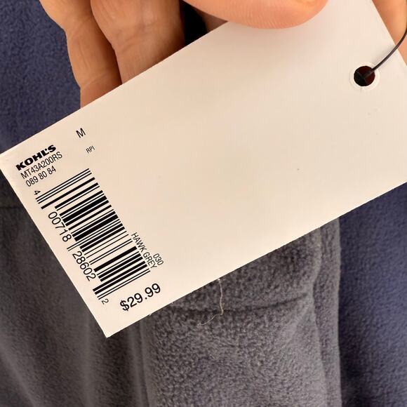 Tekgear Front Zip Fleece Jacket Gray Mens Medium NWT Fall Lightweight Outerwear - Picture 3 of 4